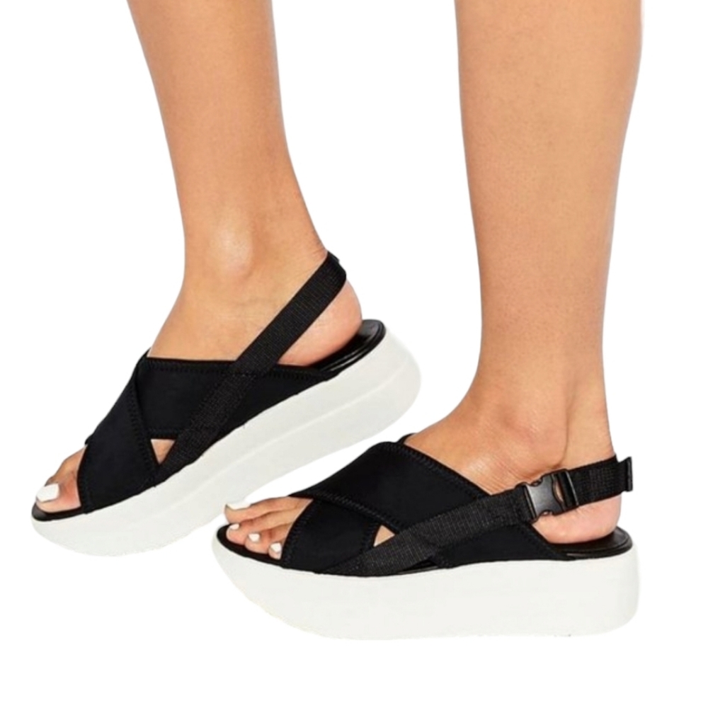 VAGABOND Daria Chunky Platform Sandals 37 Slingback Neoprene CrissCross 7 Wedges - Picture 12 of 13